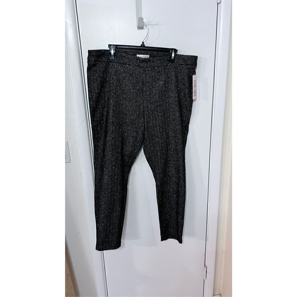 NANETTE LEPORE WOMEN PANT LEGGINGS BLACK SILVER SPECKLE SZ XL NEW